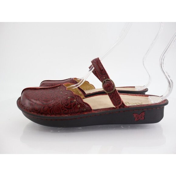 Alegria Women Tuscany Mule Clog Size 40 10 Wide Maroon Red Slip On Shoe Leather - Picture 4 of 11